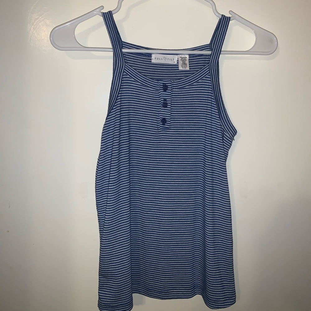 Blue and White Striped Tank Top